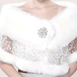 Plush Wedding Dress Outside Warm Shawl